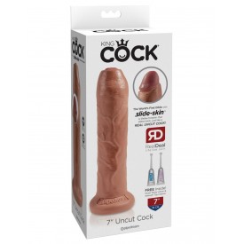 Кофейный необрезанный фаллоимитатор на присоске 7" Uncut Cock - 19,1 см.